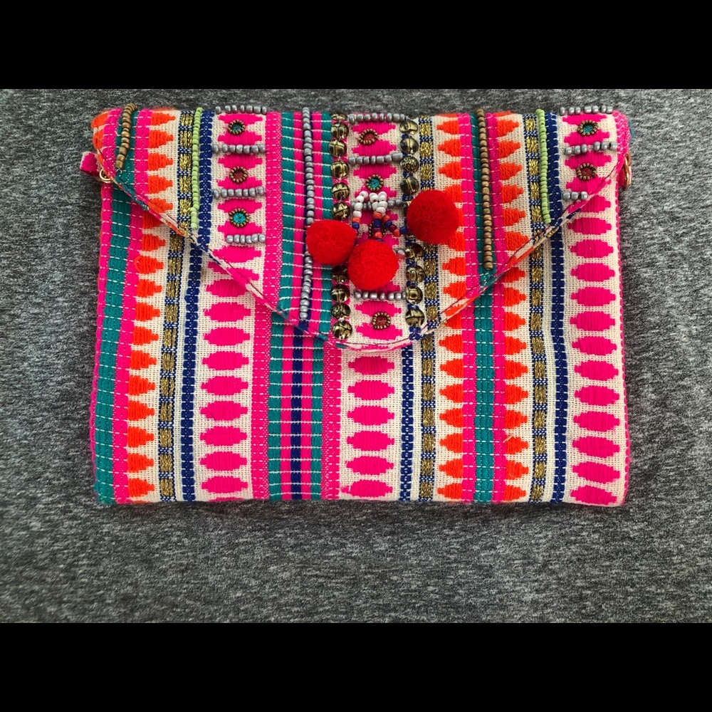 Hot Pink Handmade Clutch with Gorgeous Detailing